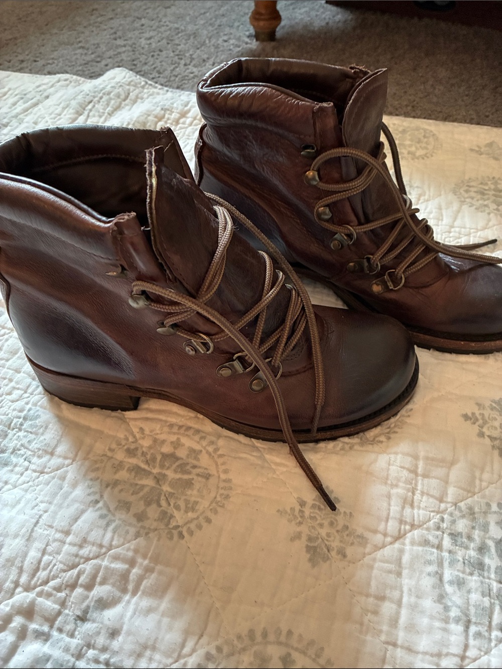 Women’s Brown Genuine Leather Lace-Up Boots size 8